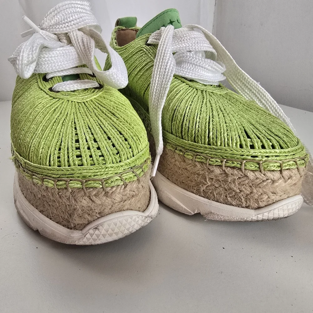Star Love Lime Green Platform Espadrille Sneakers Size 38